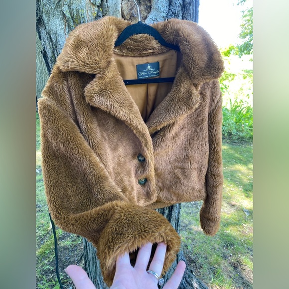 FREE PEOPLE Joplin cozy fur jacket brown size small - Picture 3 of 10